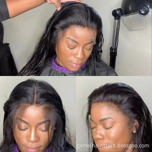 Human Hair Hd Swiss Lace Front Wig Pre Plucked Raw Brazilian Virgin Human Hair Body Wave Transparent 360 Full Lace Frontal Wig